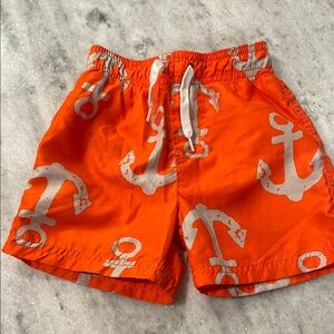 Orange Anchor Print Swim Shorts